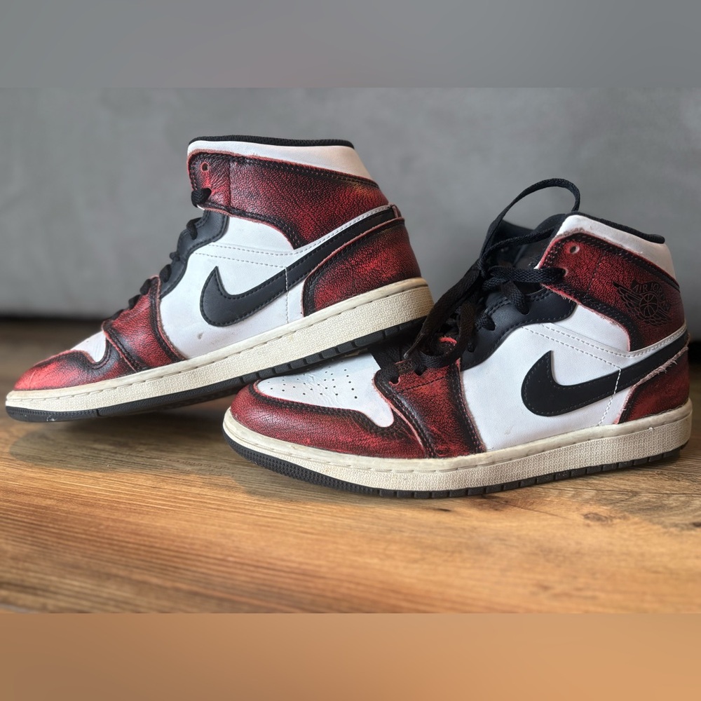 Jordan Red and White High-Top Sneakers